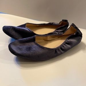 Blue suede flats